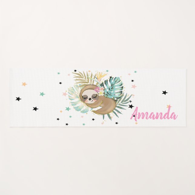 Tapis De Yoga Jolie machine à dormir, Étoiles, Princesse (Devant (Horizontal))