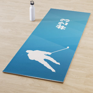 Tapis De Yoga Joueur de hockey sur glace Mat bleu et blanc