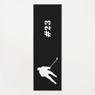 Tapis De Yoga Joueur de hockey sur glace Yoga Mat noir et blanc