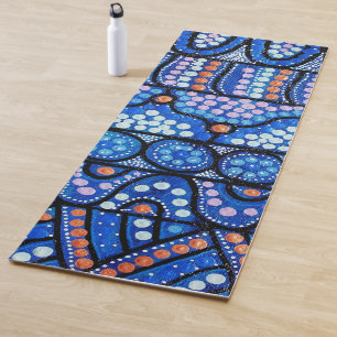 Tapis De Yoga Journey Blue Aboriginal Art Yoga Mat