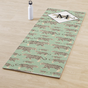 Tapis De Yoga Jungle Jaguar Motif animal Monogramme initial