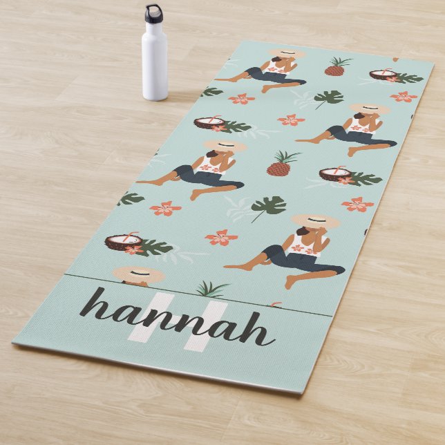 Tapis De Yoga Jungle tropicale Verdure ananas noix de coco (En situation)