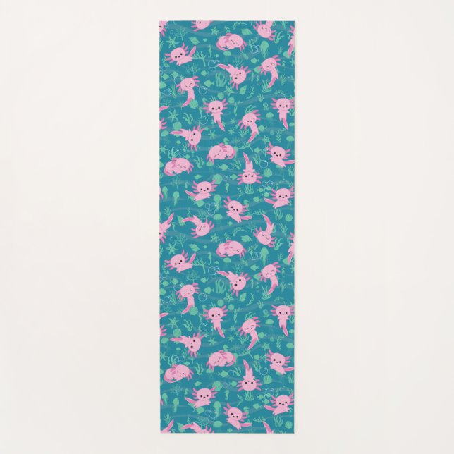 Tapis De Yoga Kawaii Axolotl en Mat de Yoga Océan (Devant)
