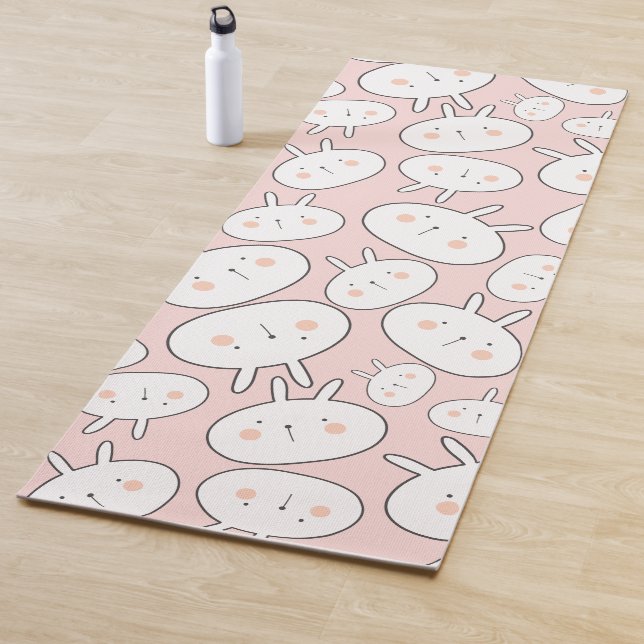 Tapis De Yoga Kawaii Cute Big Bunny Rabbits Motif (En situation)