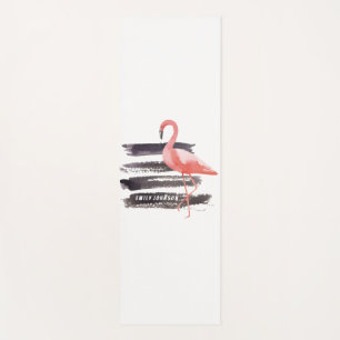 Tapis De Yoga La brosse rose de Flamant rose d'aquarelle frotte