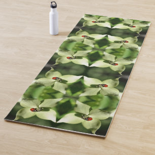 Tapis De Yoga Ladybug sur blanc Dogwood Fleur Nature Abstraite