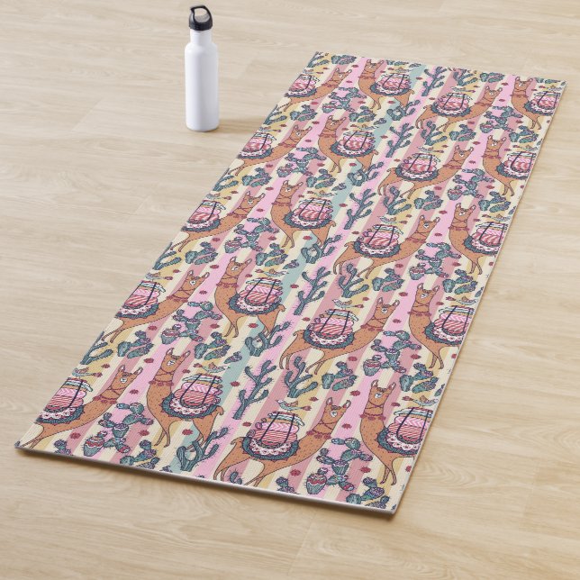 Tapis De Yoga Lamas sur le motif de rayures (En situation)