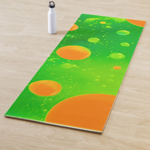 Tapis De Yoga L'art Abstrait de la bulle orange et verte