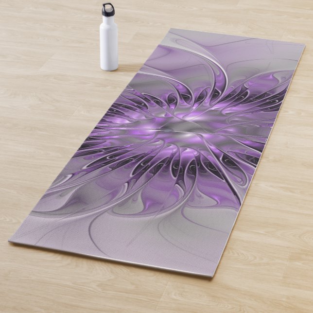 Tapis De Yoga Lavande Fleur Dream Moderne Abstrait Fractal Art (En situation)