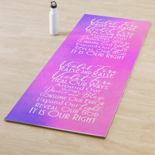 Tapis De Yoga Lavande Violet Rose Feu Prière Inspirante 