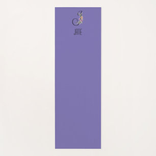 Tapis De Yoga Lave de fleur d'aquarelle initiale monogramme