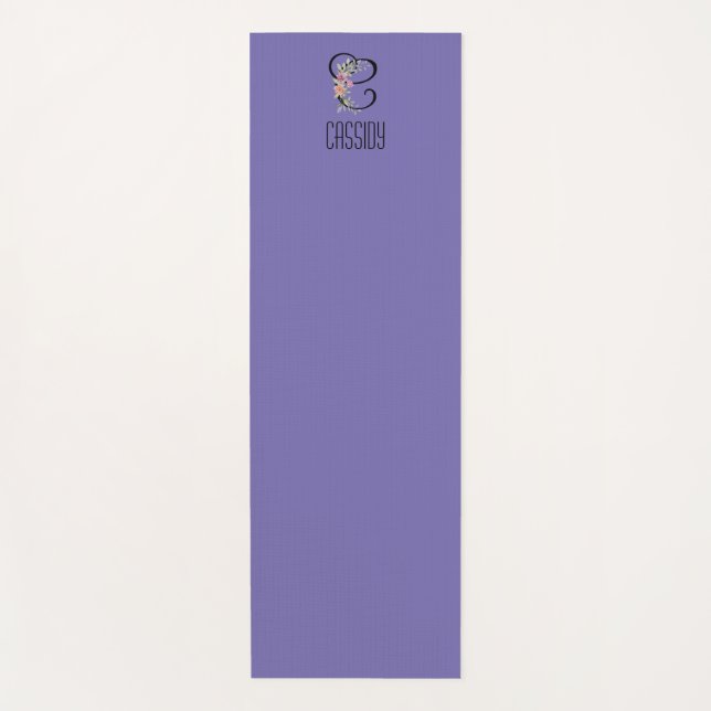 Tapis De Yoga Lave de fleur d'aquarelle initiale monogramme (Devant)