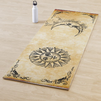 Tapis De Yoga le soleil et lune avec la frontière