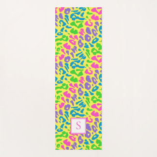 Tapis De Yoga Léopard brillant néon Monogramme personnalisé