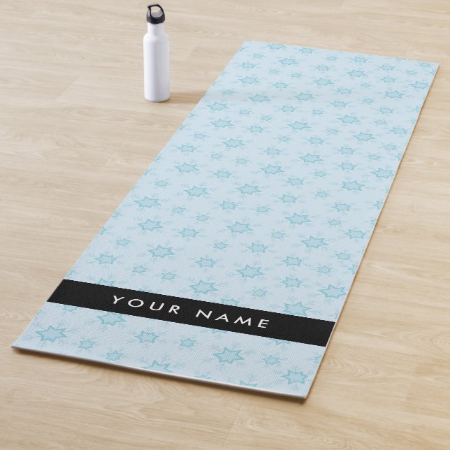 Tapis De Yoga Les flocons de neige bleu glace, Votre nom, Person (En situation)