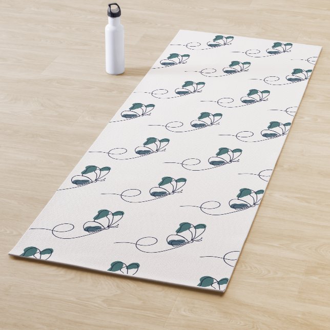Tapis De Yoga Ligne butterfly green (En situation)
