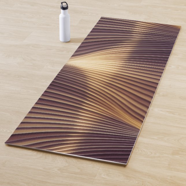 Tapis De Yoga Lignes d'onde dorée Abstraites (En situation)