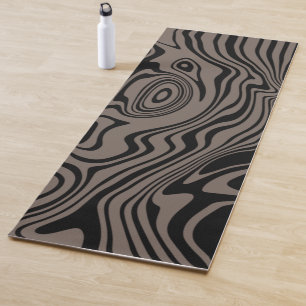 Tapis De Yoga Lignes noires et Brown Abstraites déformées - pers