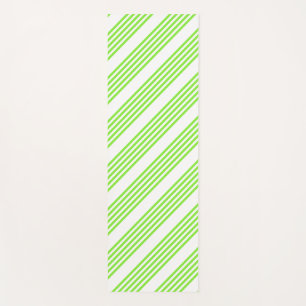 Tapis De Yoga Lime vert et blanc cinq bandes motif