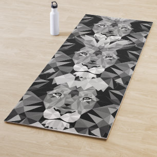 Tapis De Yoga Lion géométrique argenté
