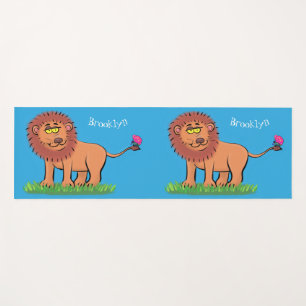 Tapis De Yoga Lion joyeux avec dessin animé de papillon