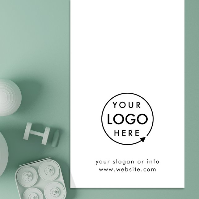 Tapis De Yoga Logo Business Minimal Simple Blanc Personnalisé (Minimalist white company branded yoga mats for yoga studios, wellness events & brand promotion.)