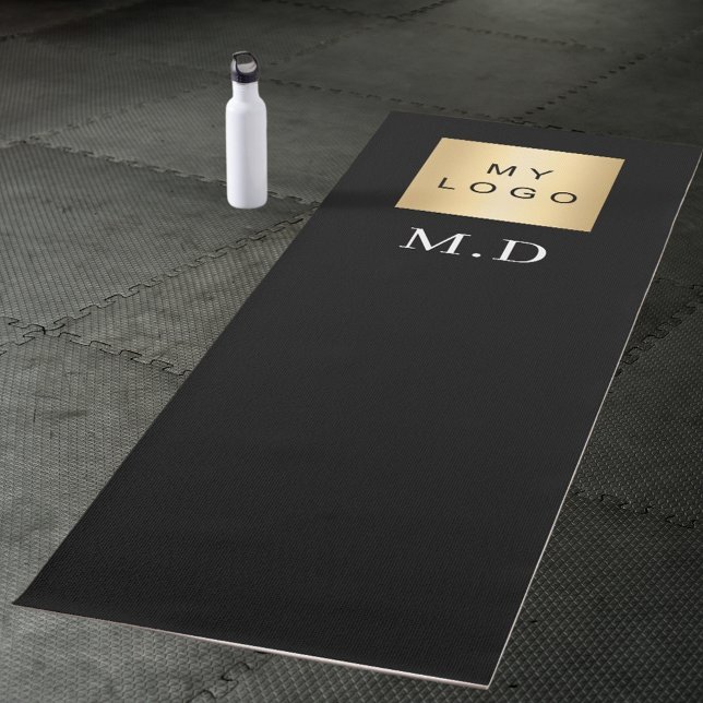 Tapis De Yoga Logo de l'entreprise noir monogramme studio d'affa (Créateur téléchargé)
