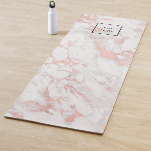 Tapis De Yoga Logo de l'entreprise rose or blanc marbre affaires