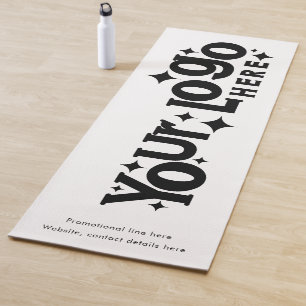 Tapis De Yoga Logo personnalisé et texte promotionnel noir blanc