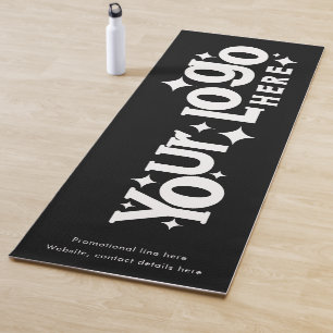 Tapis De Yoga Logo personnalisé et texte promotionnel noir blanc