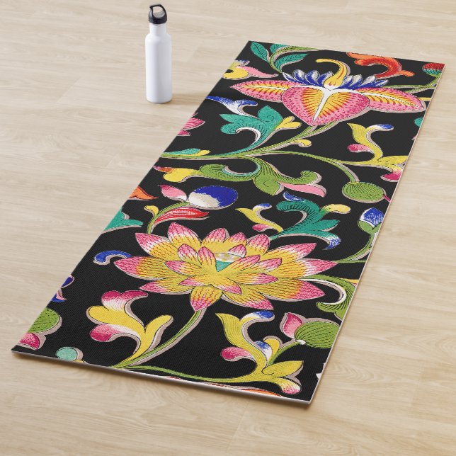 Tapis De Yoga Lotus Fleurs et Vins (En situation)