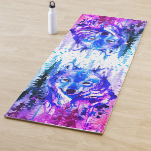 Tapis De Yoga Loup Yoga Mat - Aquarelle Loup gris