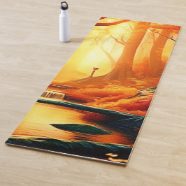 Tapis De Yoga Lumière dorée de la forêt enchantée