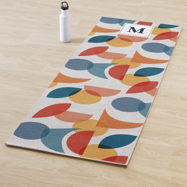 Tapis De Yoga Lumineuse géométrique rétro Abstrait Moyen-siècle  (En situation)