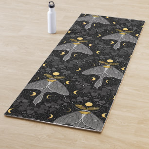 Tapis De Yoga Luna moth, phases de lune et lierre damassé patron