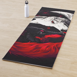 Tapis De Yoga Lune Crimson Loup blanc rouge