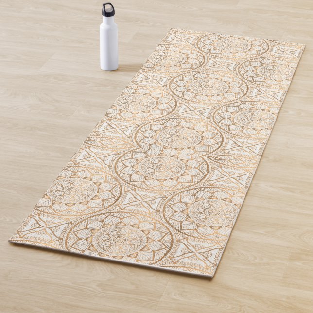 Tapis De Yoga Luxe Elegant Gold Mandela  (En situation)
