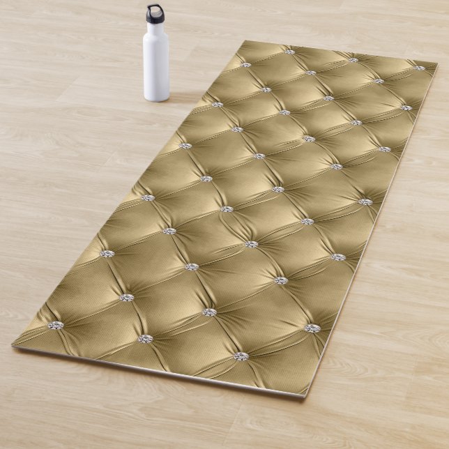 Tapis De Yoga Luxe Glam Warm Gold Faux Velvet (En situation)