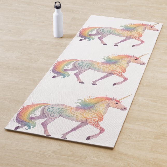 Tapis De Yoga Magical Rainbow Unicorn  Personalized  (En situation)