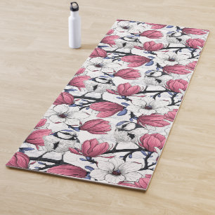 Tapis De Yoga Magnolia rose et métis bleu