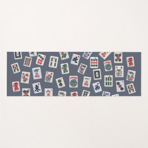 Tapis De Yoga MahJongg mosaïques design sur bleu foncé