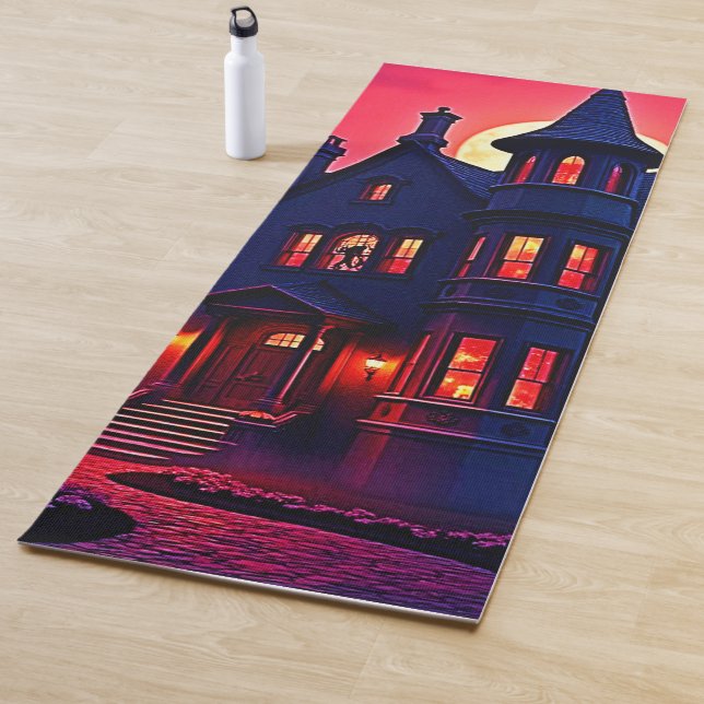 Tapis De Yoga Maison Haunted éffrayant à Dusk Design (En situation)