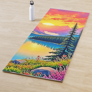 Tapis De Yoga Majesté du lac de montagne au coucher du soleil