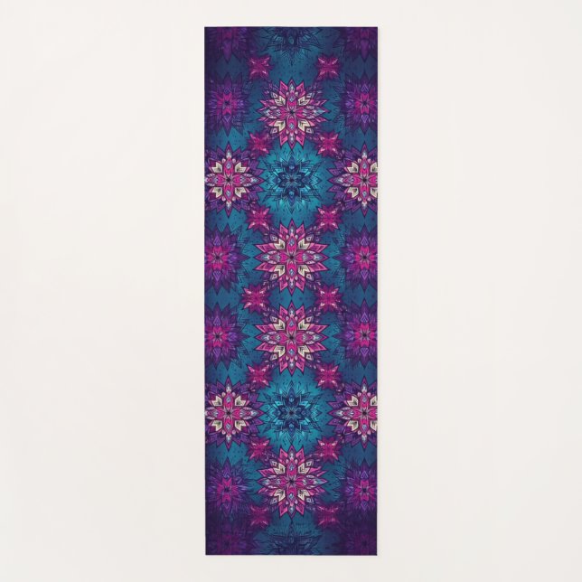 Tapis De Yoga Mandala Bloom Yoga Mat – Vibrant Floral Pattern (Devant)