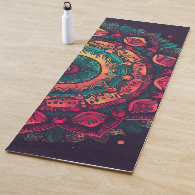 Tapis De Yoga Mandala coloré (En situation)