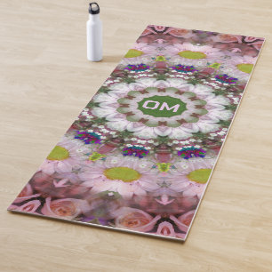 Tapis De Yoga Mandala floral avec OM Texte facultatif