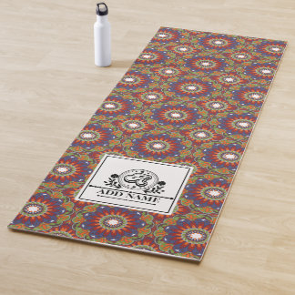 Tapis De Yoga Mandala flowers monogramme nom personnalisé lettre
