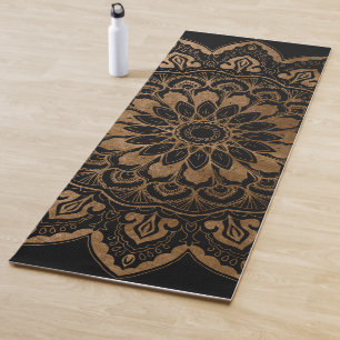 Tapis De Yoga Mandala noir et or