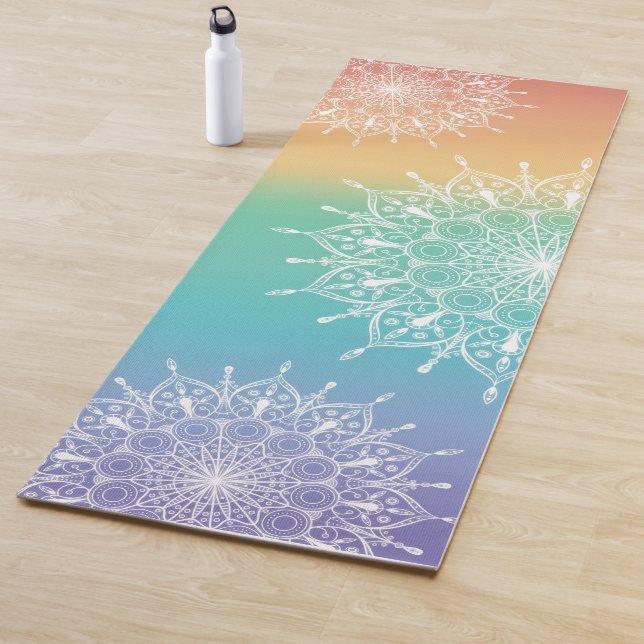Tapis De Yoga Mandala Rainbow (En situation)