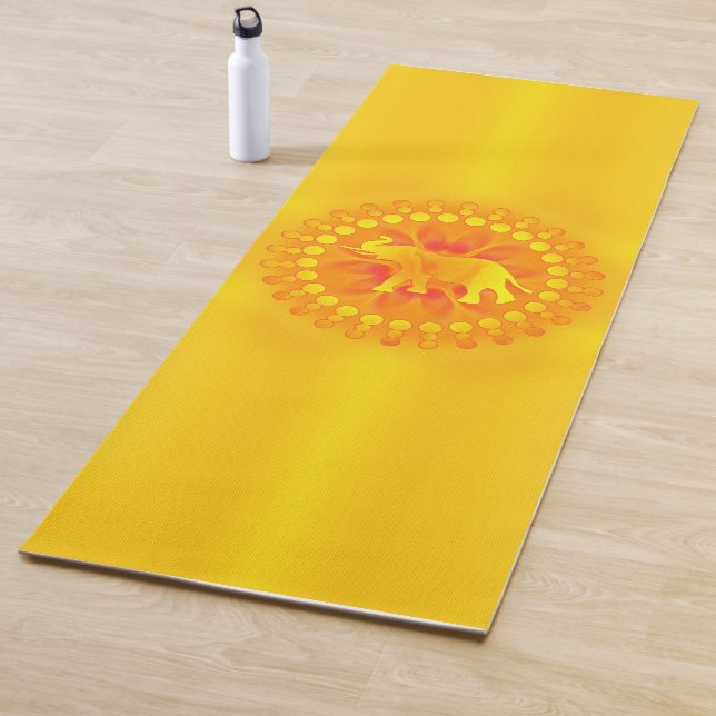 Tapis De Yoga Mandala solaire avec éléphant - pour la chance (En situation)